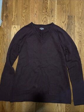 Eddie Bauer Women's V-Neck Sweater - Dark Plum